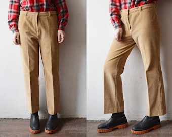 70s 80s sand beige corduroy pants. straight trousers - large