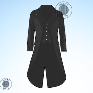 Men&#39;s Gothic Tailcoat Jacket | Victorian Steampunk Frock Coat | Vintage Formal Long Jacket | Black Cosplay Coat