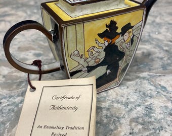 Kelvin Chen miniature enameled copper teapot by artist Henri de Toulouse Lautrec