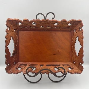 Hawaii Hibiscus Carved Wooden Tray