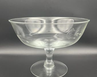 Vintage Princess House Heritage Etched Crystal Fruit/Candy Bowl