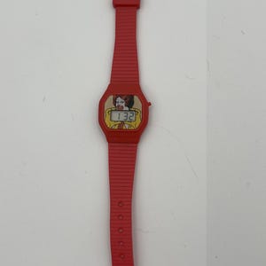Vintage Ronald McDonald Digital Watch – 1980s McDonald&#39;s Kids Collectible – Red Plastic Strap – Retro Fast Food Toy Memorabilia