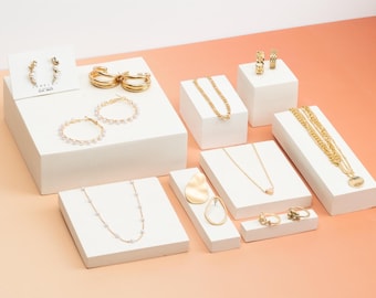 Jewelry Display Blocks: Mineral Pedestals for Retail and Product Photography, Individual or Set