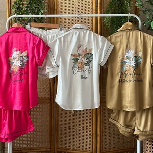 Personalized Satin Bridesmaid Pjs - Over 65 colors and themes available - Any Custom color/design possible - Sizes Xsmall-5XL available