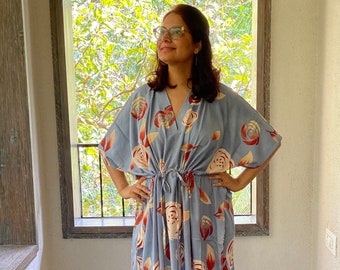 A rumor among Fairies Caftan - Softest rayon free flowing kaftan dress - Perfect as house dress, lounge wear, beachwear, muumuu