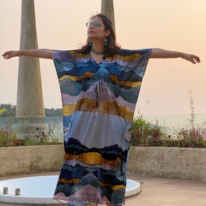 Legend of the Crane &quot;Timeless&quot; Style Caftan | Soft Jersey Knit Organic Cotton | Perfect Loungewear House Dress | Long Maxi Dress