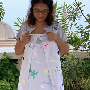 I spot a UFO Organic Maternity Set | Maternity Robe | Hospital Gown | Labor Gown | Nursing Shirt | Swaddle + Beanie Hat + Headband