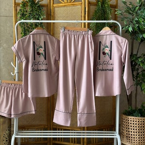 Personalized Bridesmaid PJs: Shorts or Pants - Over 35 colors available - Soft Rayon - Any Custom color / design possible - Sizes Xsmall-4XL