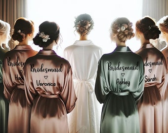 Personalized Bridesmaid Robes | Over 35 colors available | Unlimited Customization: Color/Design/Size | Bridal Party Satin Robes