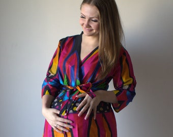 Magenta Fish Chevron Maternity Robe Hospital Gown Delivery Robe labor gown delivery gown,nursing mothers,to be moms,Pregnancy Robe