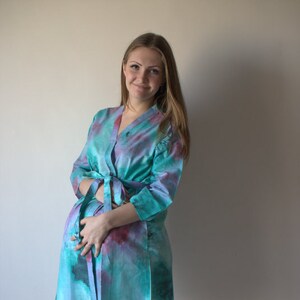 teal maternity robe