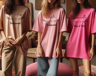 Personalized Boho Leafy Bridal Party Tshirts - Over 25 colors available - Sizes Xsmall-5XL available - Bridesmaids Tshirts