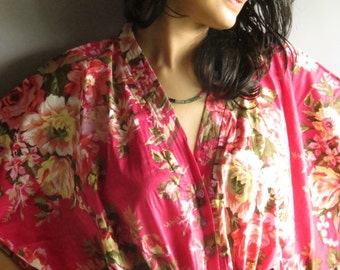 Magenta Floral - Nursing Kaftan - Perfect as loungewear, as beachwear, gift for moms and to be moms and more