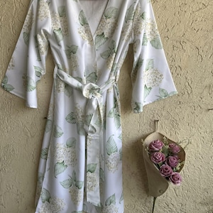 Premium New Hydrangea Robes - Bridesmaids getting ready robes in Blooming Hydrangeas Pattern - Softest Rayon