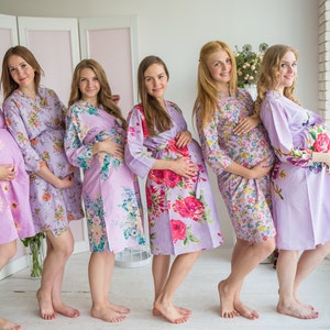 Moeders in lila bloemen patronen, moederschap gewaad, levering gewaad, arbeid Gown Hospital Gown, Baby douchegift, Nursing Gown, zwangerschap Robe