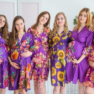Moms in Purple, Maternity Robe, Delivery Robe, Labor Gown, Hospital Gown, Baby Shower Gift, Nursing Gown Pregnancy Robe