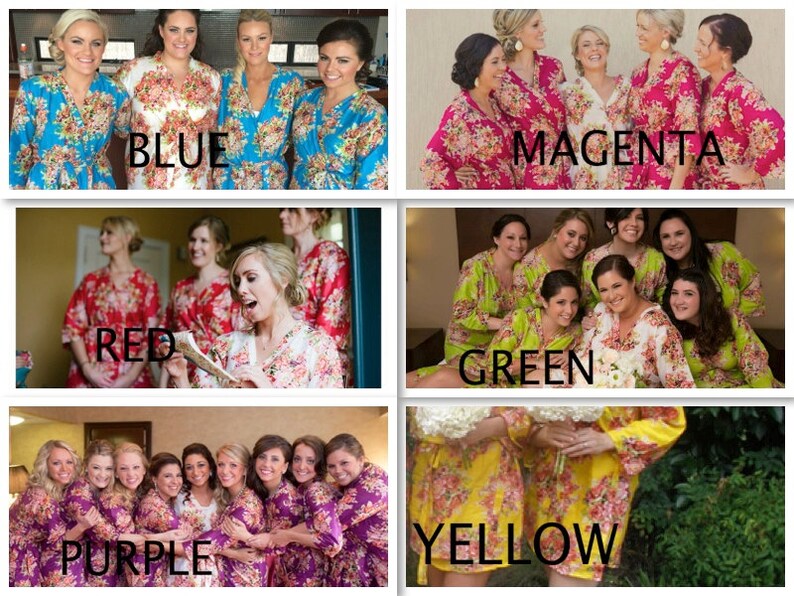Getting ready robes Bridal Party Robes Blush Bridesmaids Robe Sets Kimono Crossover Robe Floral Robes Bridesmaids gifts