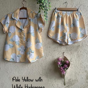 New Hydrangea PJs - Notched Collar Style Pj Sets in Blooming Hydrangeas Pattern - Bridesmaids Pjs - New Colors