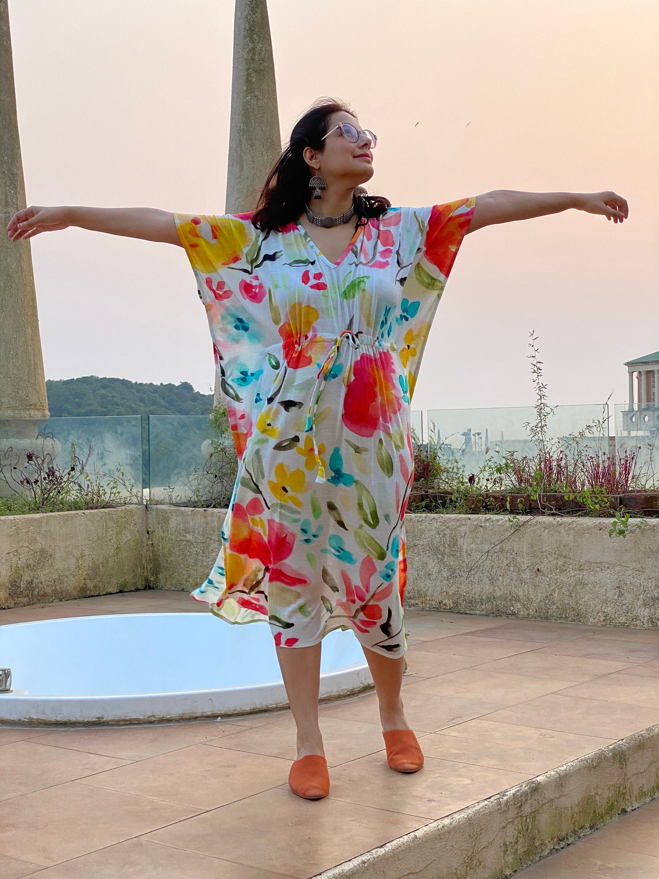 Watercolor Story timeless Style Caftan Soft Jersey Knit Organic