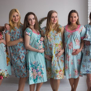 Lichtblauw Birthing Gowns - arbeid Gowns levering Gowns, ziekenhuis Gowns, Nursing Gowns, Gowns voeding, moederschap Gown, Silkandmore moederschap