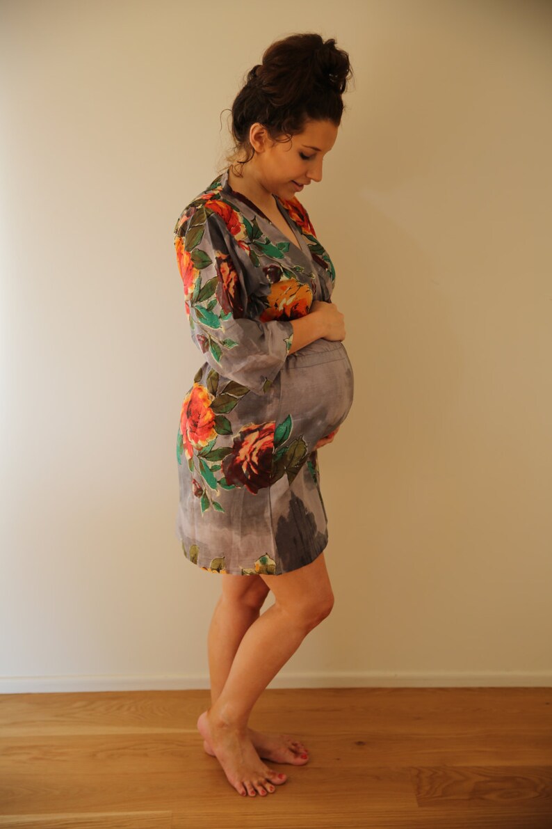 New string Robe Gray Knee Length Maternity Hospital Gown Etsy