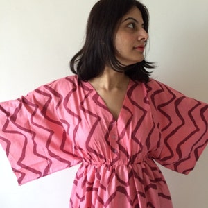 Buttoned Butterfly Sleeves Empire Waist Chevron Kaftan Dress Summer Dress Long Maxi loungewear beachwear Maternity Dress Bridesmaids Robes