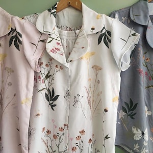 Wildflower Meadows - Hand-drawn Watercolor Meadows Pattern - Robes/ Pjs /Rompers - Bridesmaids Getting Ready Outfits