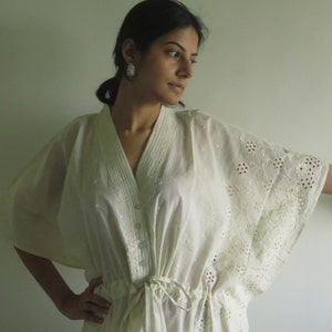 Ivory Eyelet Nursing Maternity Hosptial Gown Delivery Kaftan Great as loungewear getting ready, beachwear gift for moms to be moms