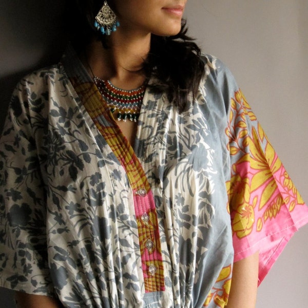 Gray Pink - Nursing Kaftan - Perfect as loungewear, as beachwear, gift for moms and to be moms and more