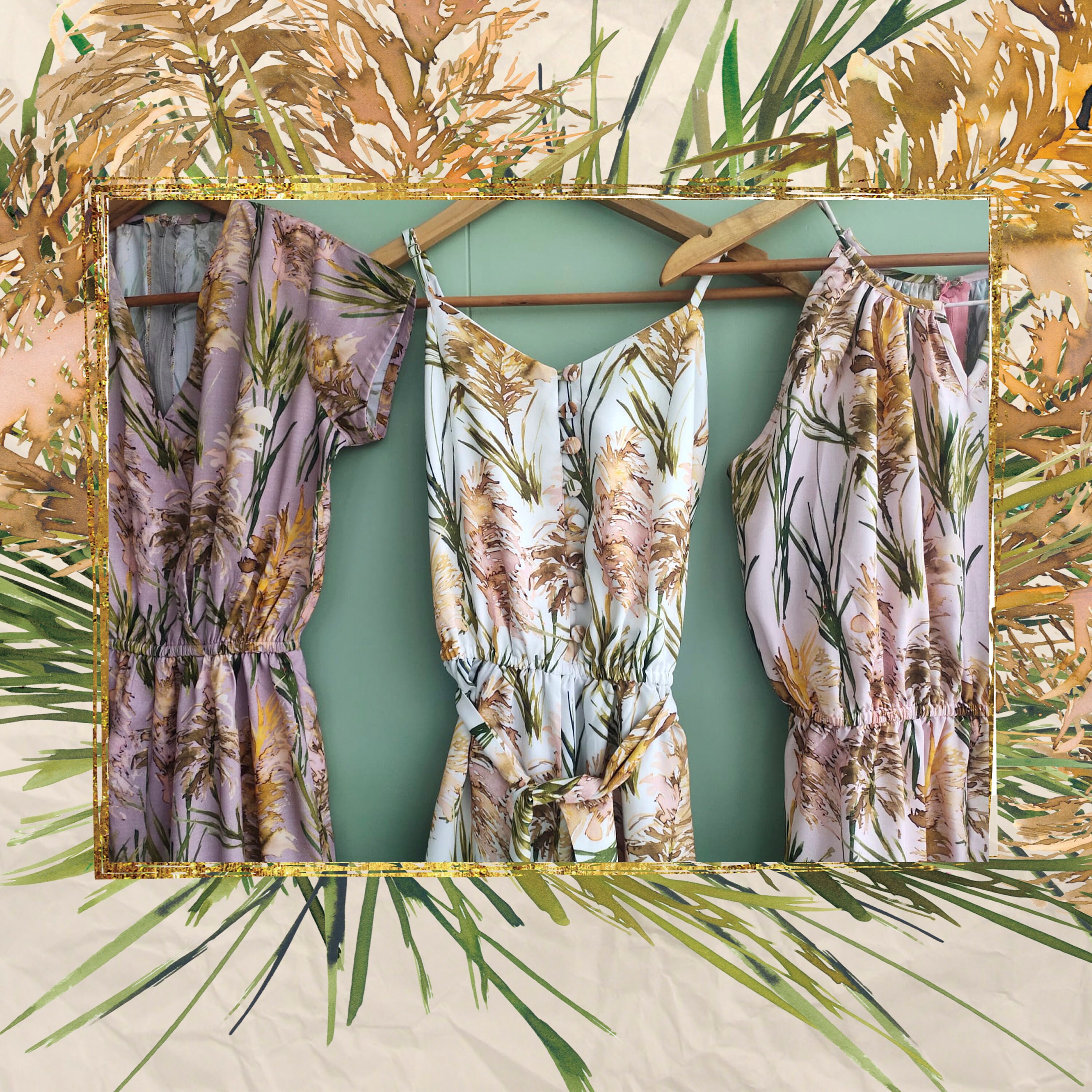 Dried Pampas Grass. Hand-drawn 