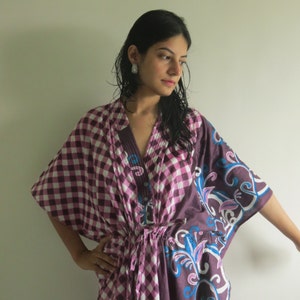 Wine Plaid Nursing Maternity Hosptial Gown Delivery Kaftan Perfect as loungewear, getting ready, beachwear gift for moms n to be moms