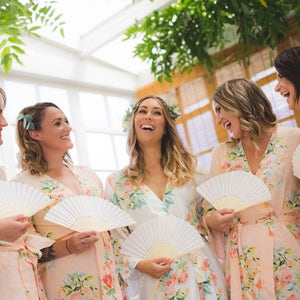 Premium Blush Bridesmaids Robes - Dreamy Angel Song Pattern - Soft Rayon Fabric - Better Design - Perfect as getting ready robes