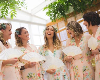 Premium Blush Bridesmaids Robes - Dreamy Angel Song Pattern - Soft Rayon Fabric - Better Design - Perfect as getting ready robes