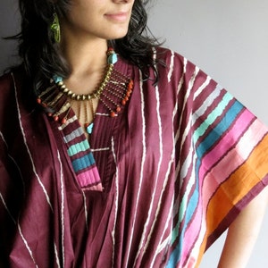 Burgundy kaftan Robe - Perfect long dress, beachwear, spa robe, make great Christmas, Valentine Day, Anniversary or Birthday gifts