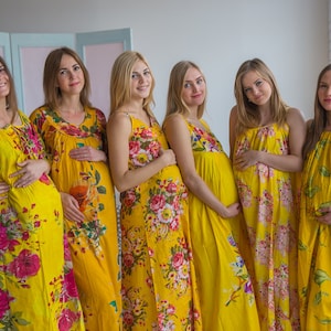 Ooievaar dromen geel - moederschap Nachthemd moederschap nachtjapon, moederschap Bed Gown, zwangerschap Pyama, zwangerschap Pjs, Baby douchegift