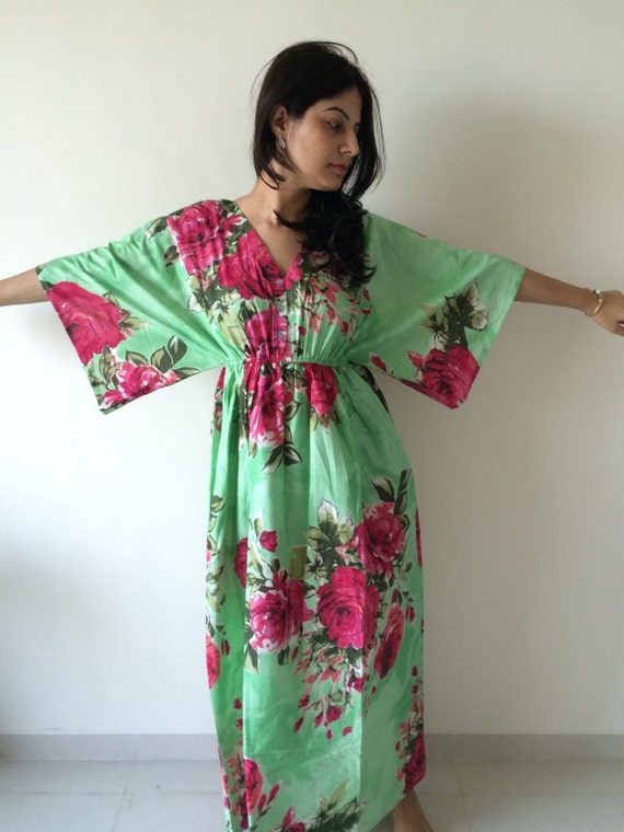 Buttoned Butterfly Sleeves Empire Waist Fuchsia Kaftan Dress Summer Dress Long Maxi loungewear beachwear Maternity Dress Bridesmaids Robe