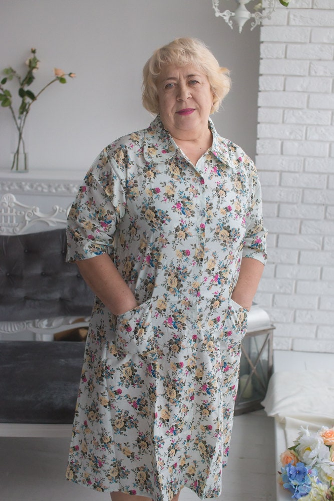 Old Lady Weddings Casual Dresses House Dresses For Older Women Zip-front  Housecoat For Elderly People