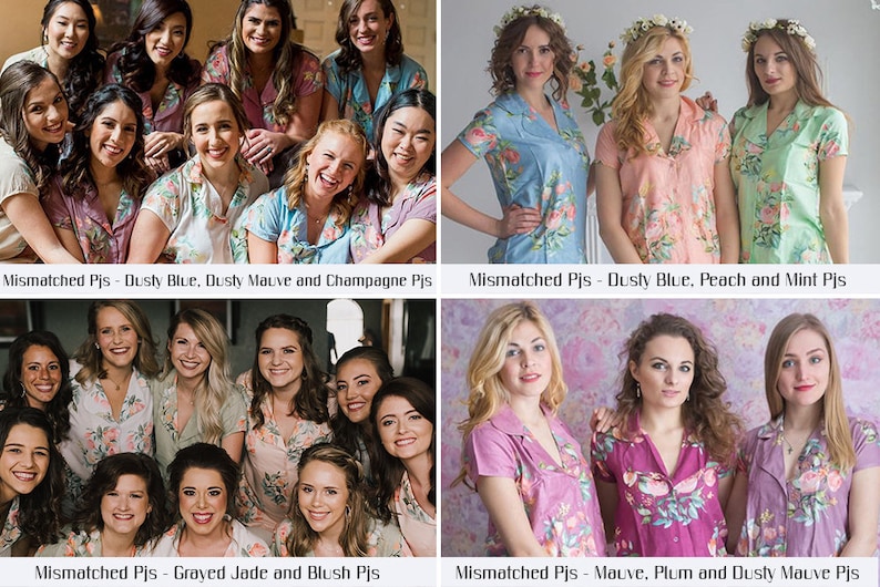 Pjs in your wedding colors Blush and Grayed Jade Mismatched PJs Notched Collar Style Pj Sets Bridesmaids Pjs Getting Ready Pjs image 10