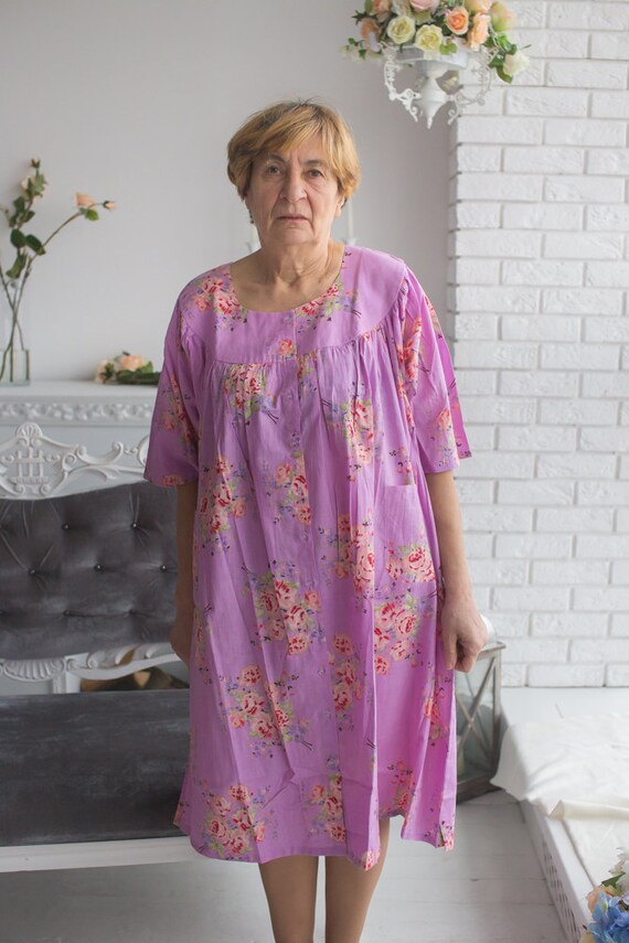 chinese dress ladies Gold Button House Dress- Short or Long Sleeve! - L / Long Sleeve