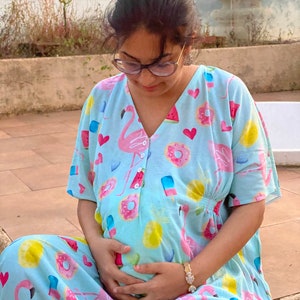Zomer lekkernijen moederschap "Verbluffend eenvoudige" stijl Kaftan | Jersey Biologische Katoen | Moederschap Huis Jurk | Nursing Jurk | De Toga van het ziekenhuis