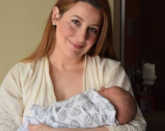 Ivory *String Robe* - Eyelet Ankle Length Robe - Maternity Robe - Hospital Gown - Delivery Robe - labor gown - nursing robe - Birthing Robe