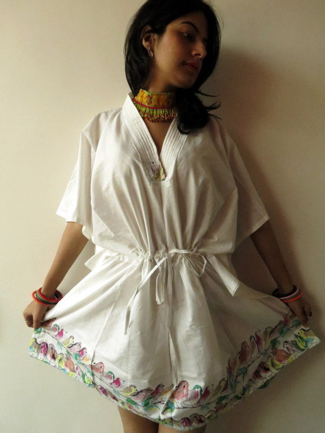 Poncho White short kaftan