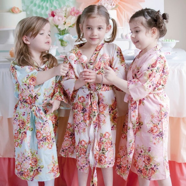 Petite fille Robes - enfants Spa party peignoirs, Kimono robe cache-coeur, parfait cadeau de shower, robes, shooting photo, maman bébé Collection pour enfants