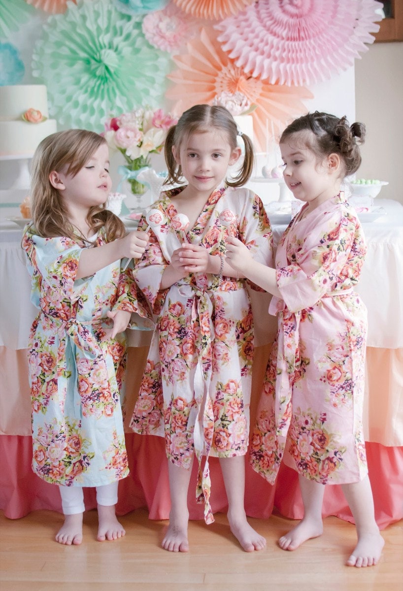 Batas de satén para bebés y niñas pequeñas, ropa de baño de seda, kimono  sólido, ropa de dormir para niñas y niñas (rosa, 12)