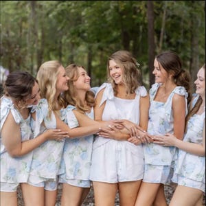 New Hydrangea PJs - Tie Knot Tank Top Style Pj Sets in Blooming Hydrangeas Pattern - Bridesmaids Pjs