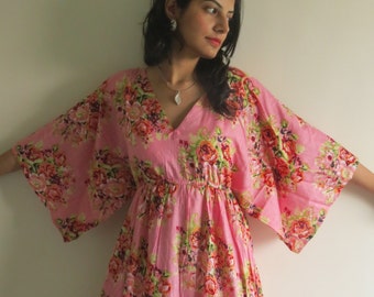 Butterfly Sleeves Empire Waist Floral Kaftan Dress Summer Dress, Long Maxi, loungewear, beachwear, Maternity Dress, Holiday Vacation Wear