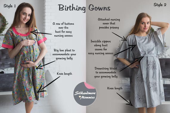 Gray Birthing Gowns Labor Gowns, Delivery Gowns, Hospital Gowns, Nursing  Gowns, Feeding Gowns, Maternity Gowns, Silkandmore Maternity -  Canada