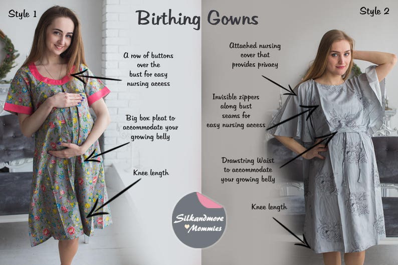 Delivery Gowns Gray Birthing Gowns Maternity Gowns Labor Gowns Feeding Gowns Nursing Gowns Hospital Gowns Silkandmore Maternity