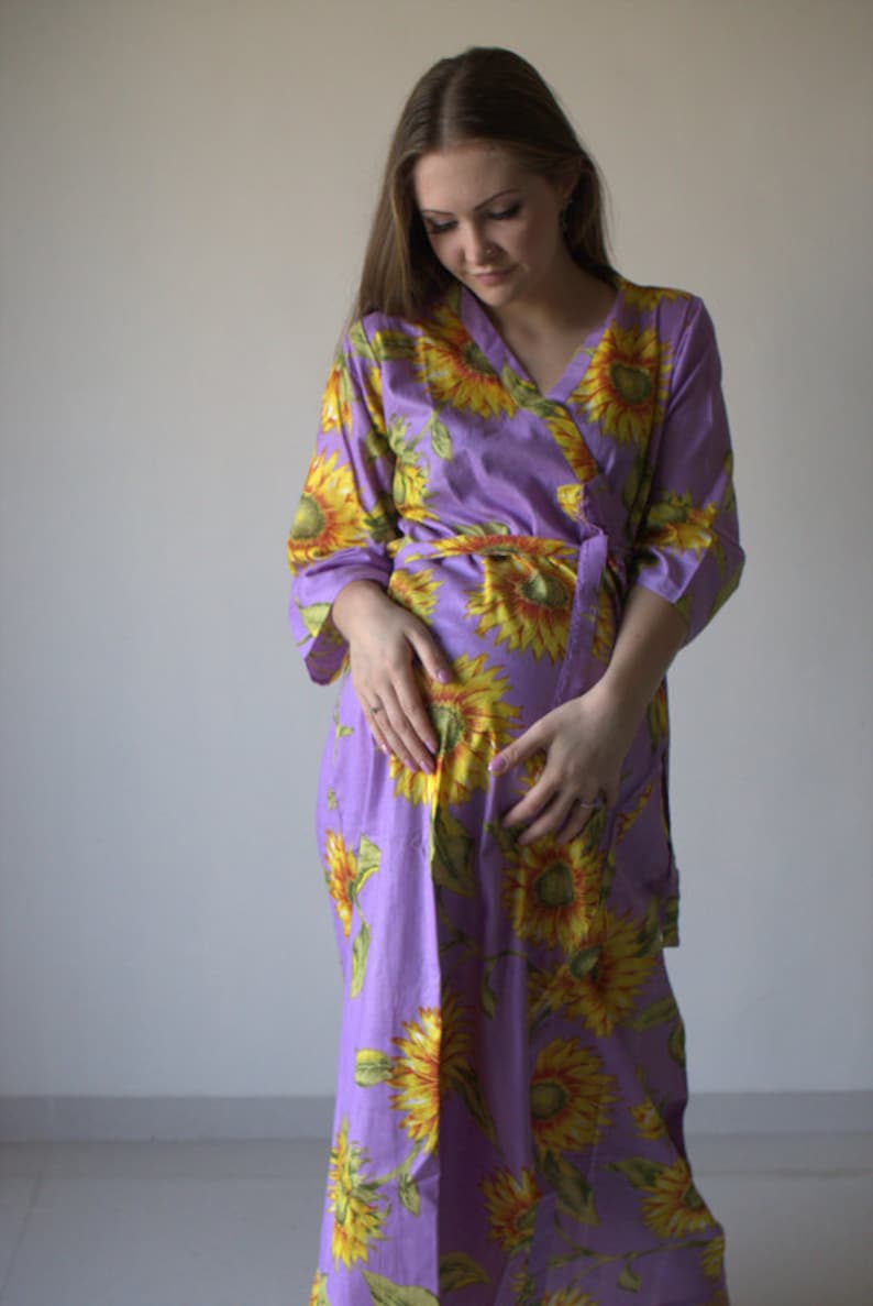 Lilac Sunflower Ankle Length Maternity Robe Hospital Gown - Etsy