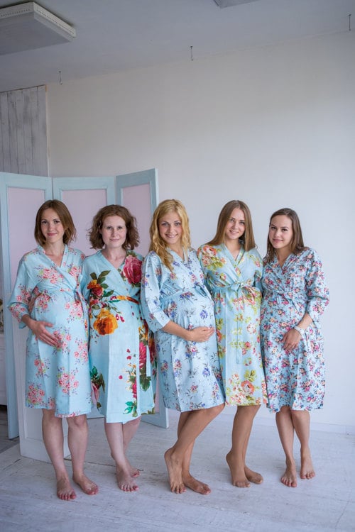 Moms in Light Blue Maternity Robe Delivery Robe Labor Gown | Etsy